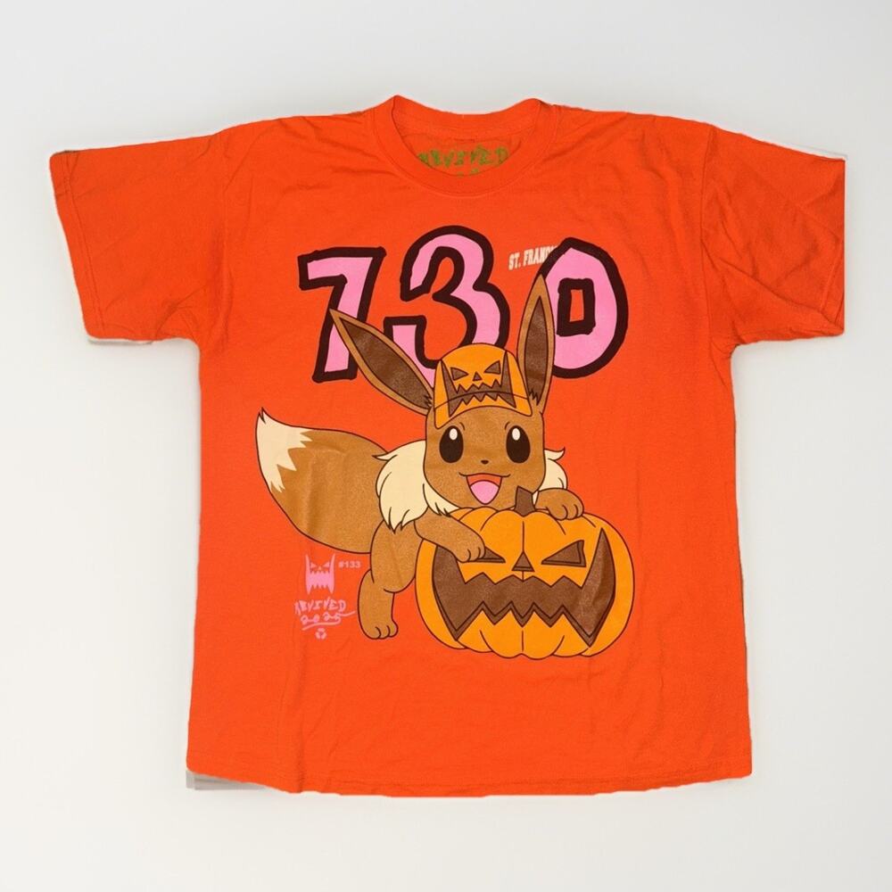 Asspizza x Pokémon Halloween Eevee T-Shirt Orange Large 22x28 Limited Graphic